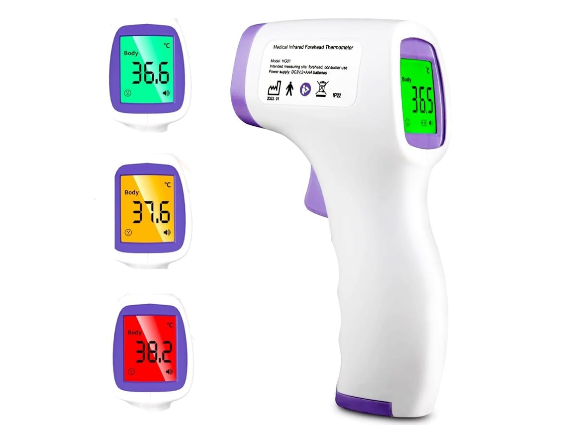 Termômetro Infravermelho Sem Contato Medição Instantânea Na Testa Com Visor Lcd Retroiluminado Alarme De Febre Para Bebês/adultos Aquaforge (1s)