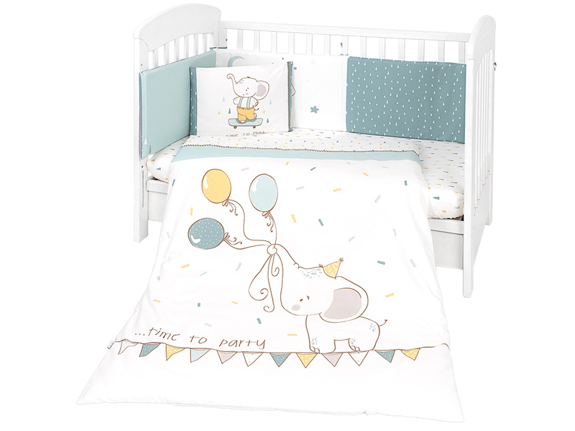 Conjunto Jogo de Cama 6Pçs 70X140Cm KIKKABOO Elephant Time