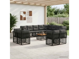 Vidaxl Conjunto De Sofás Para Exterior 13 Unid. Preto E Cinza Escuro