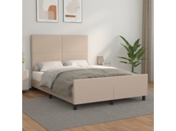 Estrutura Cama Cabeceira 140x200 Cm Couro Artificial Cappuccino