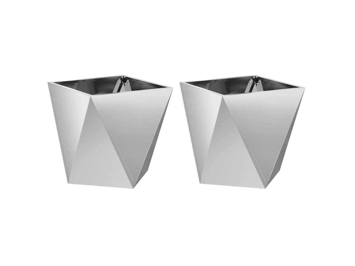 Conjunto 2 Caixa De Vaso Vidaxl Prateado Aço (50 X 50 X 50 Cm)