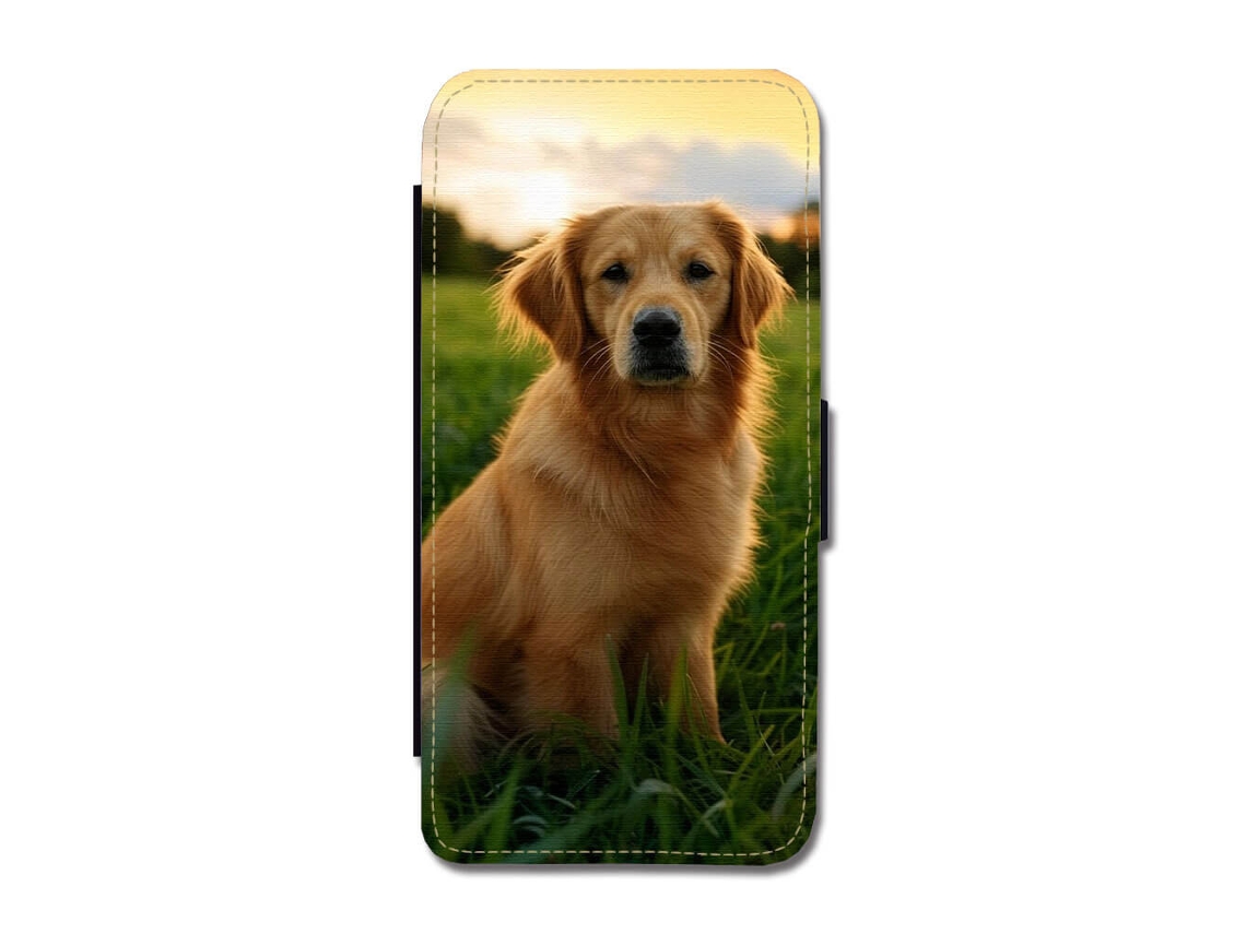 Capa Flip Para Iphone 17 Pro Com Estampa De Golden Retriever
