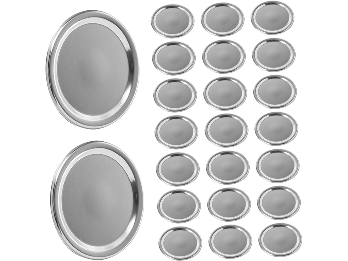24 Tampas De Vedação Lata 70 Mm Para Frascos Pedreiro Boca Regular, Frasco Metal Multiuso Conservas Domésticas E Armazenamento Garrafas