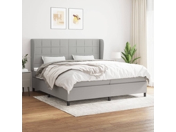 Vidaxl Cama Com Molas/colchão 200x200 Cm Tecido Cinza-claro
