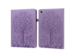 Capa De Couro Pu Flip‑horizontal Halinuia Com Gravado De Árvore E Veado, Suporte E Ranhuras De Cartão, Para Lenovo Tab M8 8505x