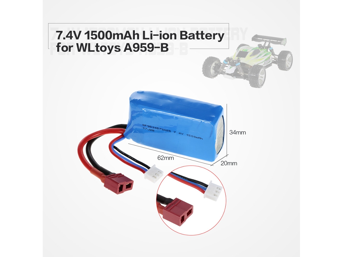 Mali bateria Lipo Recarregável 7.4v 1500mah para Carro Rc Buggy Wltoys A959 b A979 b 144001