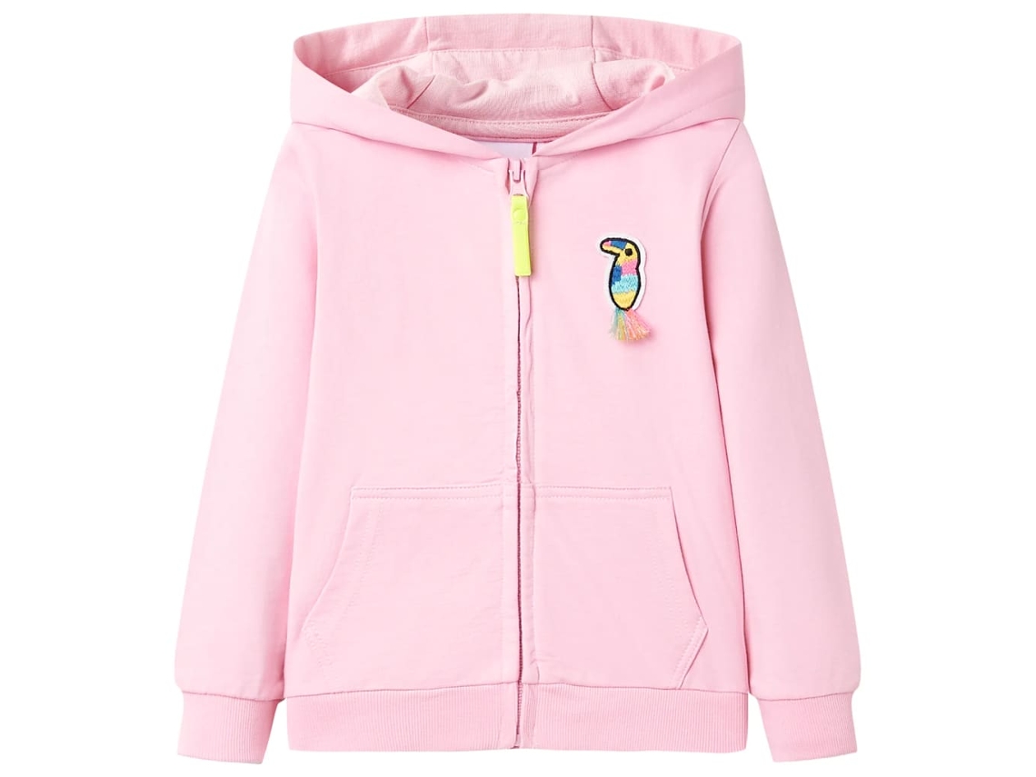 Sweatshirt Para Criança Com Capuz E Fecho Rosa-brilhante 104