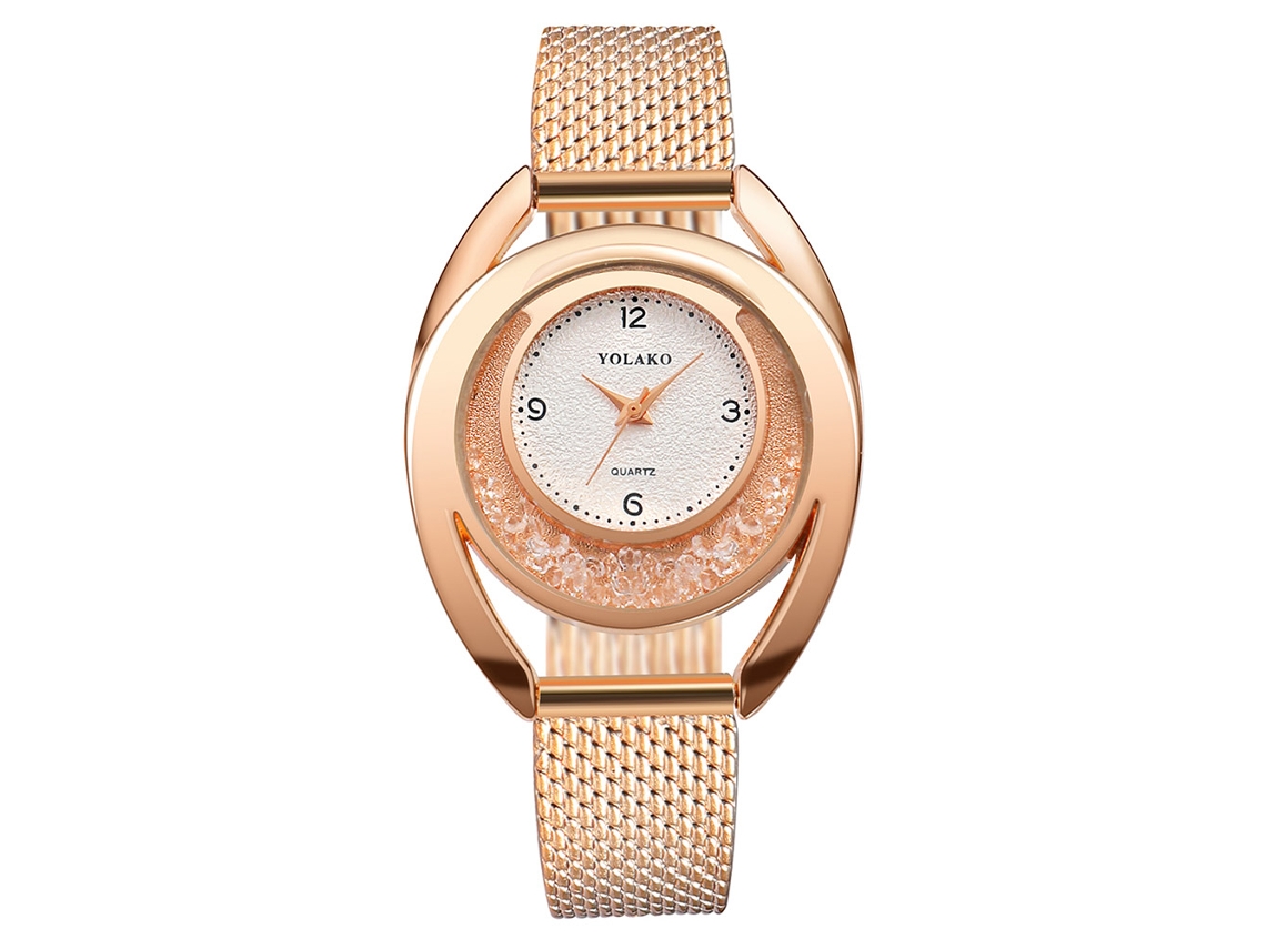 Relógio de Pulso Feminino Simples Yolako com Pulseira de Plástico e Movimento de Quartzo Preto