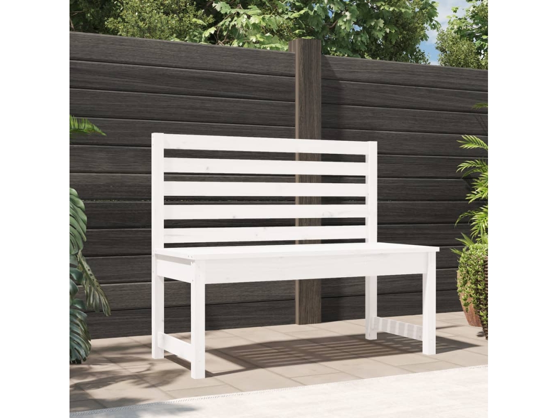Vidaxl Banco De Jardim 109 Cm Madeira De Pinho Maciça Branco