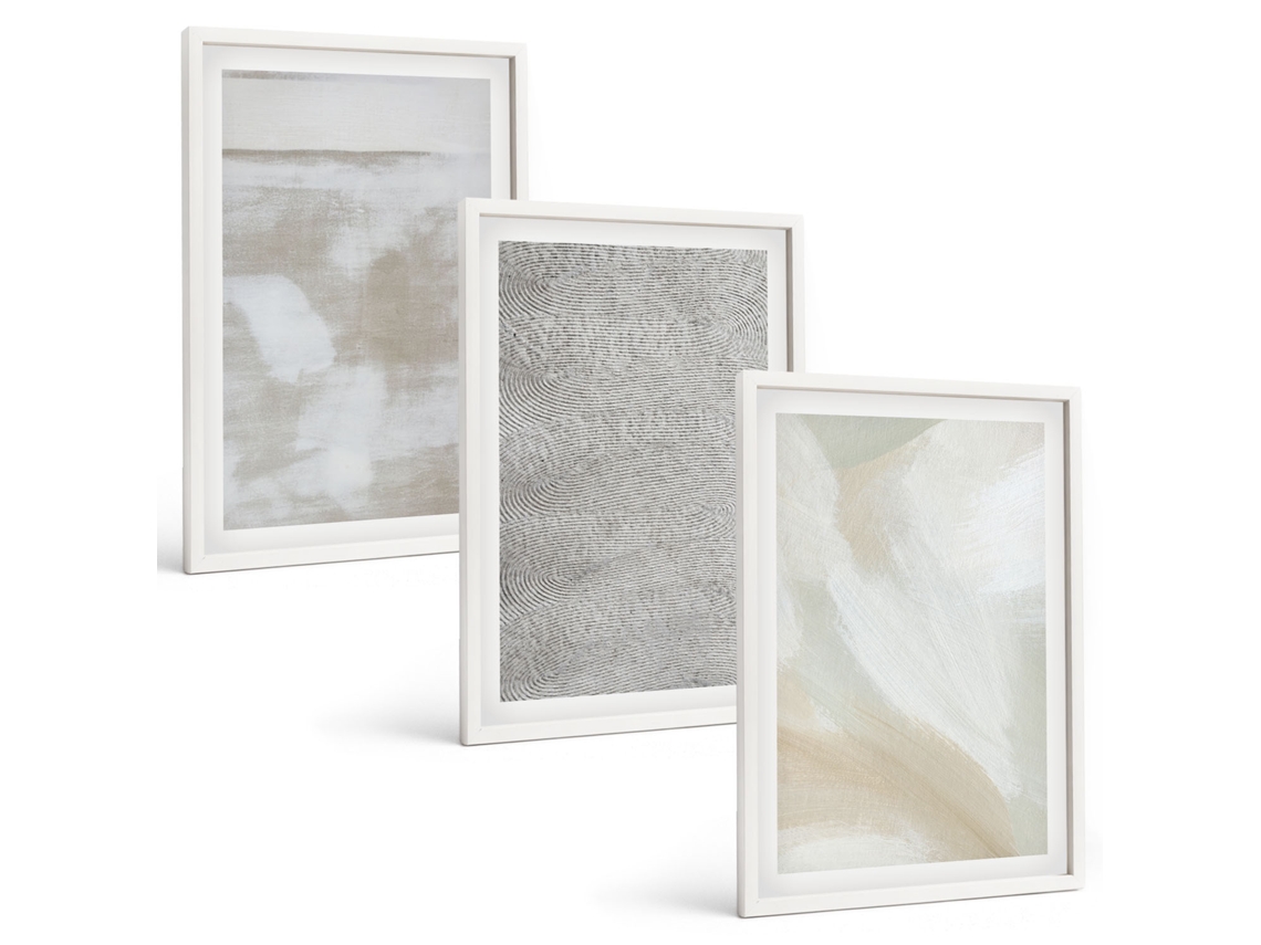 Pinturas Murais Modernas Design Abstrato Moderno Moldura Branca Fotos Para O Escritório Espelharte (3 Piezas De 40x60 Cm)