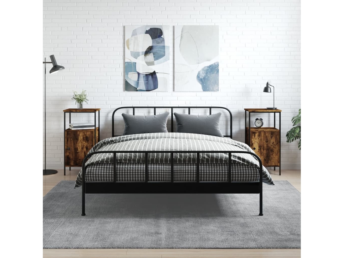 Vidaxl Mesas Cabeceira 2pcs 41x31x80cm Deriv. Madeira Carvalho Fumado