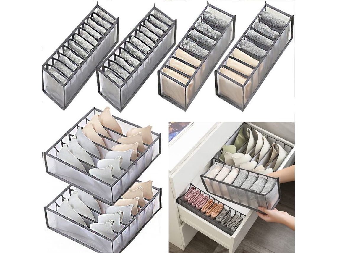 Conjunto de 6 Caixas Organizadoras Pliáveis Nova Line para Roupa Íntima com Grande Capacidade