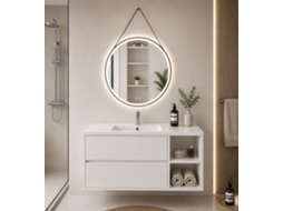 Móvel De Casa De Banho Com Lavatório Origenbath Zeus Sem Espelho 90x45 Cm Direita Branco Nordico