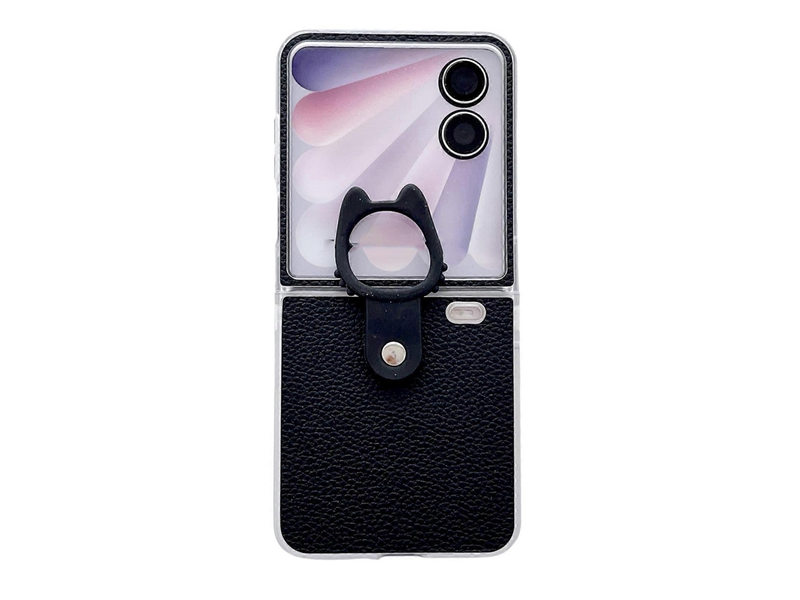 Capa Transparente Em Pu + Pc Com Suporte De Anel Para Celular Honor Magic V Flip 2