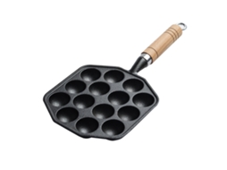 Frigideira de ferro fundido para takoyaki, 14 buracos, com 2 garfos e pincel | S/MARCA