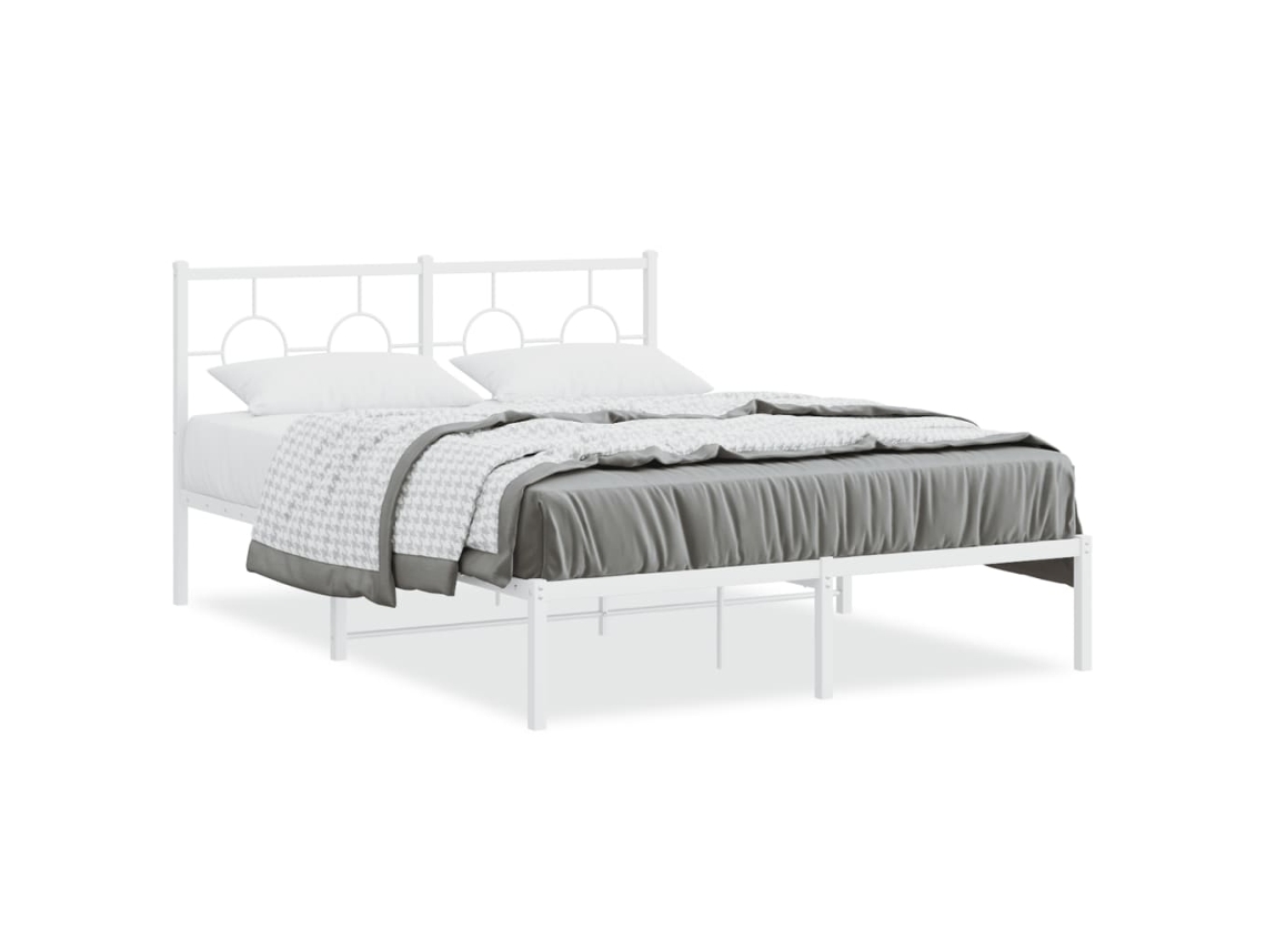 Bed Frame, Bed Frames Vidaxl Branco Aço (140 X 200 Cm)