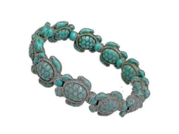 Pulseira De Tartaruga Fofa, Pulseira De Tartaruga Marinha Turquesa Genuína Feita À Mão, Pulseira De Pedra Fofa Nostalgia88