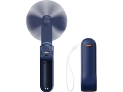 Ventilador BRILVIBERA 2 em 1, dobrável, recarregável, silencioso, azul