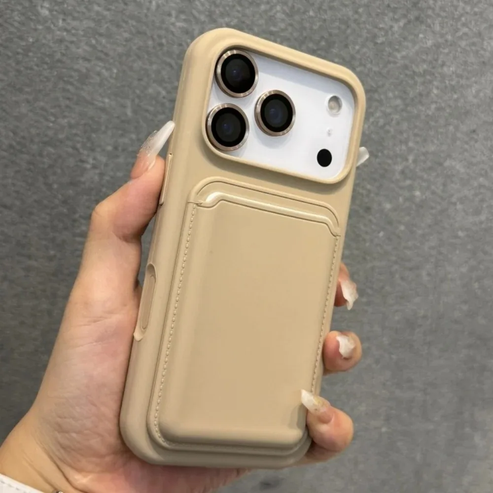 Capa De Celular Em Silicone Líquido Magnético (iphone 16 Pro Max Cáqui) Com Carteira Magsafe Para Cartões.