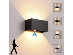 Luminária de Parede Elegante com Sensor Inteligente, Preto, 24w, Luz Branca Quente Ativação Automática STELASPLEN
