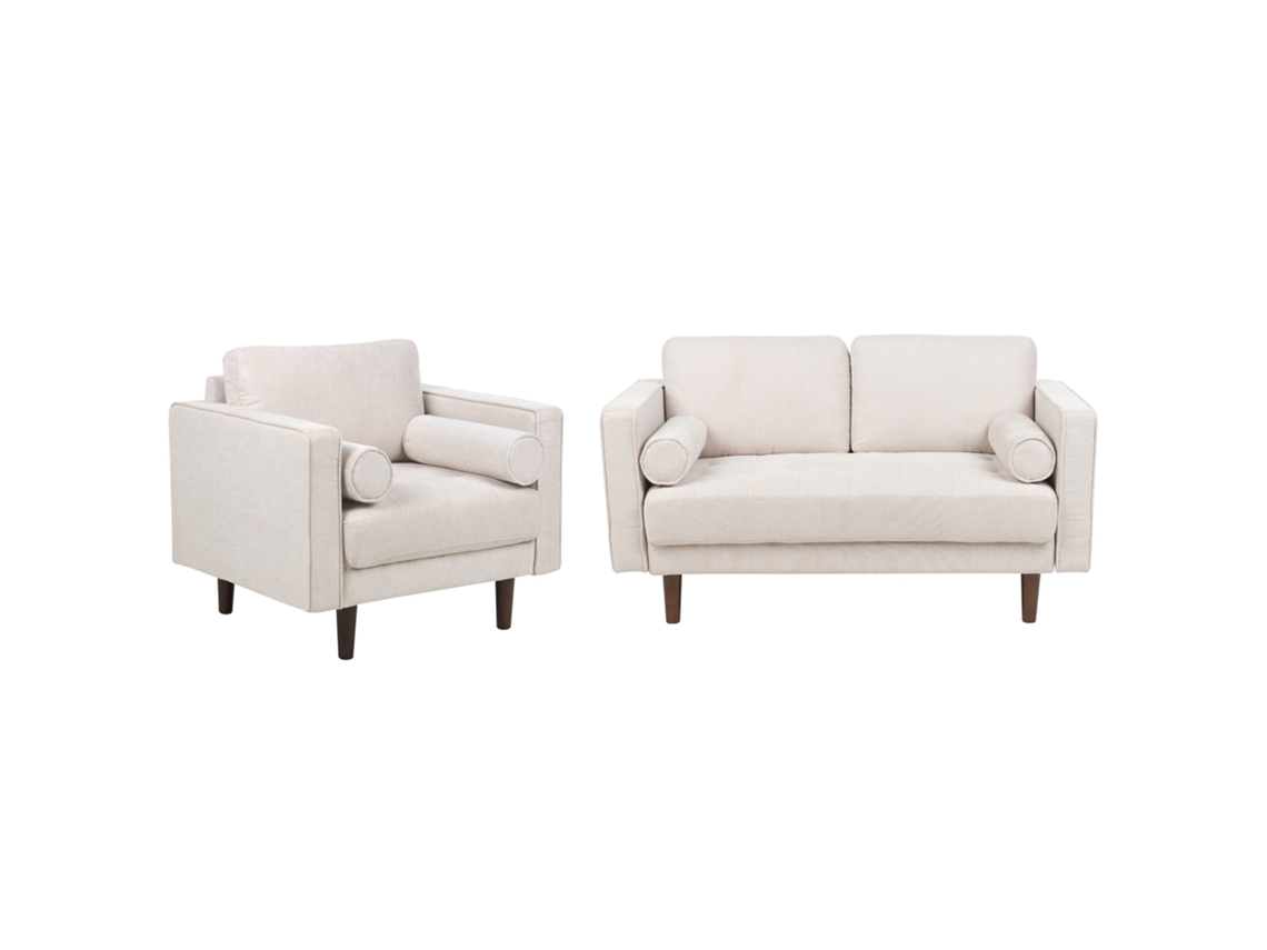 Conjunto De Sala De Estar Beliani Nurmo De Tela Beige 140x74x78