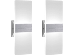 Lâmpada De Parede Led Moderna 12w Conjunto De 2, Luz Branca Fria, Acrílico, Com Fio, Instalação Em Parede