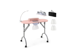 Mesa De Manicure Dobrável Com Coletor De Pó Elétrico E Lâmpada Led Ajustável