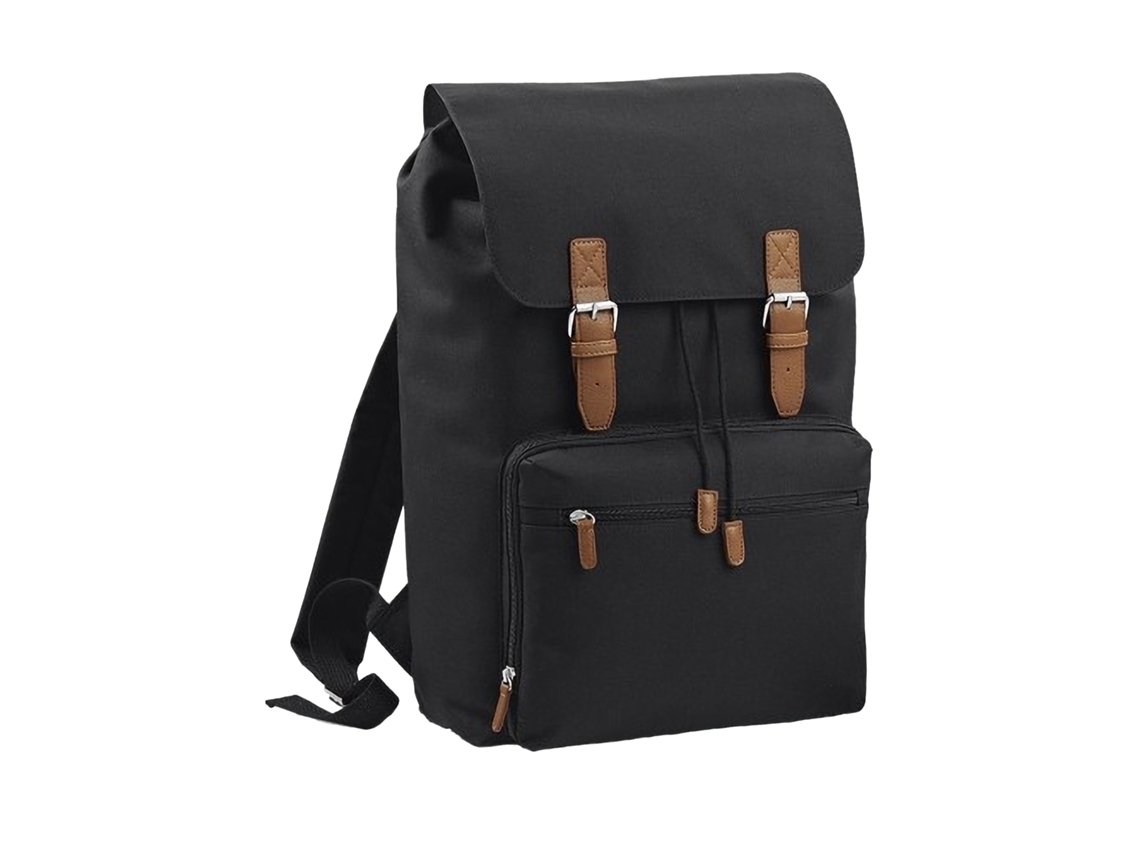 Mochila Para Laptop Bagbase Heritage Preta Brilvibera (até 17 Polegadas)