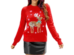 Laxiscreed Suéter Natal Com Flocos De Neve, Manga Longa, Quente Para Mulheres Xl, Vermelho