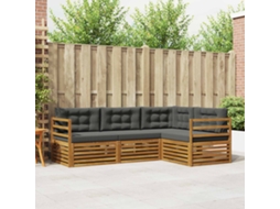 Vidaxl Conjunto De Sofás Para Exterior 4 Unid. Natural E Antracite