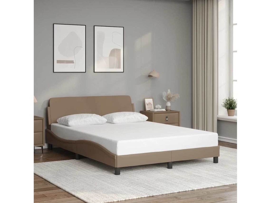 Vidaxl Estrutura De Cama Dover 120x200 Cm Couro Artificial Cappuccino
