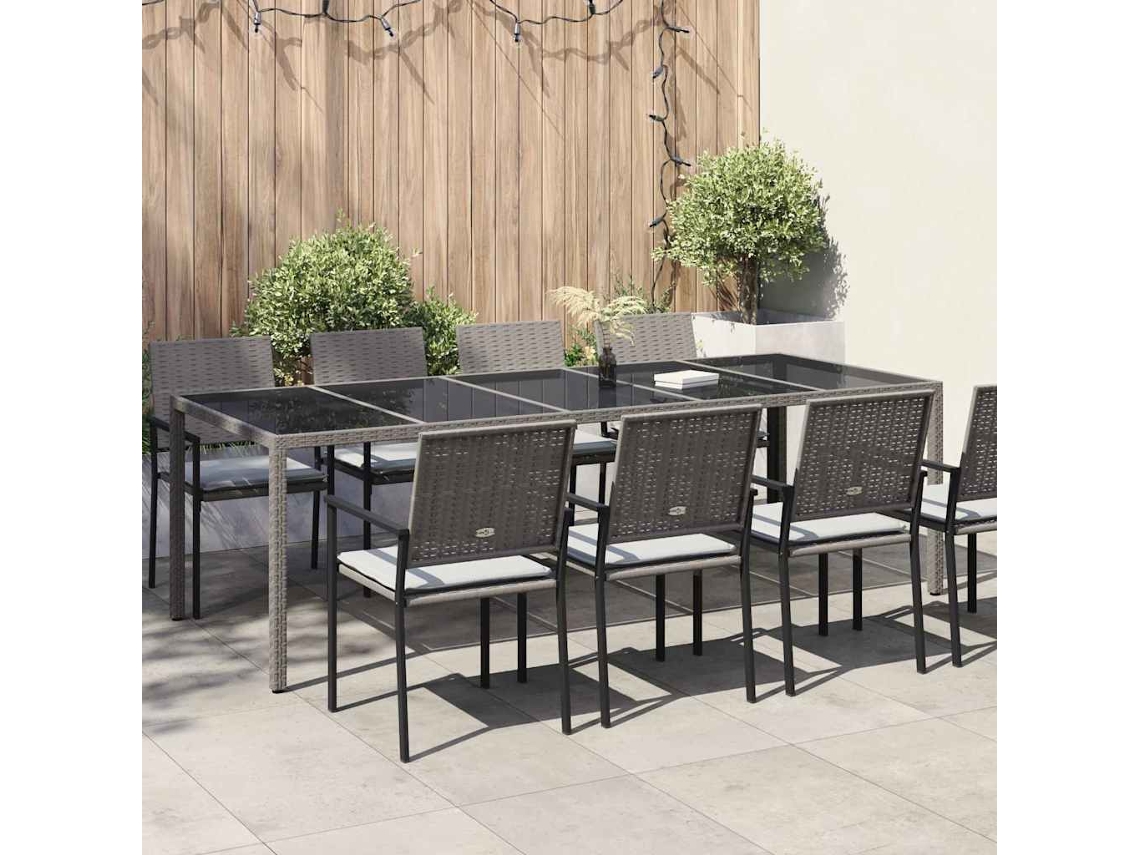 Vidaxl Mesa De Jardim Cinzeto Vime Pe