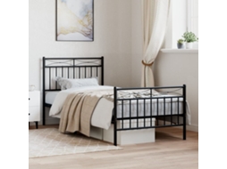 Vidaxl Estrutura De Cama Com Cabeceira E Pés 90x200 Cm Metal Preto