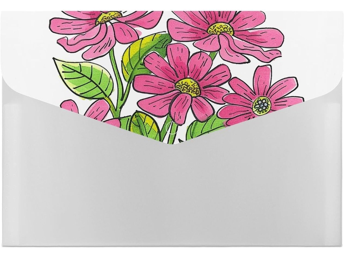 Pasta De Arquivo A4 Com Estampa Flor Pêssego, Pasta Plástica Com 6-bolsos, Organizador Portátil De Recibos E Papéis