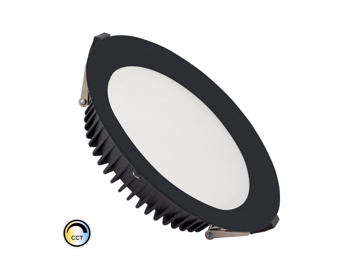 Downlight Led 30W Samsung New Aero Slim Cct Seleccionável 130 Lm/W Microprismático Ugr17 Lifud Preto Corte Ø 200 Mm LEDKIA