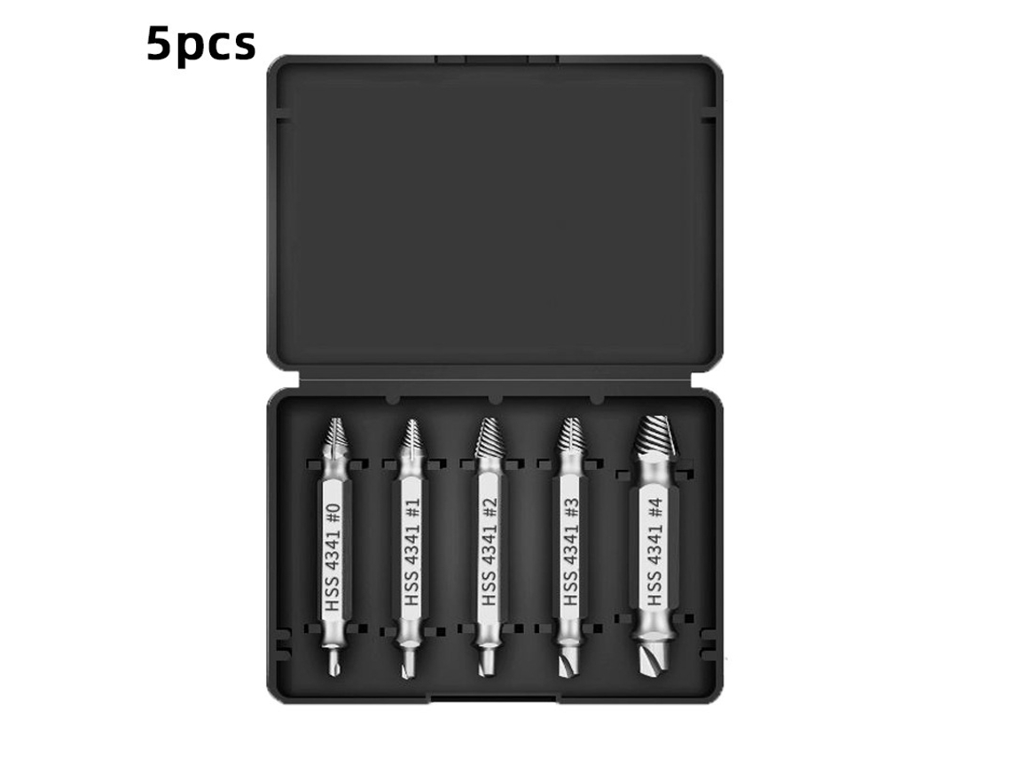 Conjunto De Alta Qualidade Para Remoção Parafusos Quebrados - 5 Peças Com Brocas Velocidade Dupla Face. -aquaforge