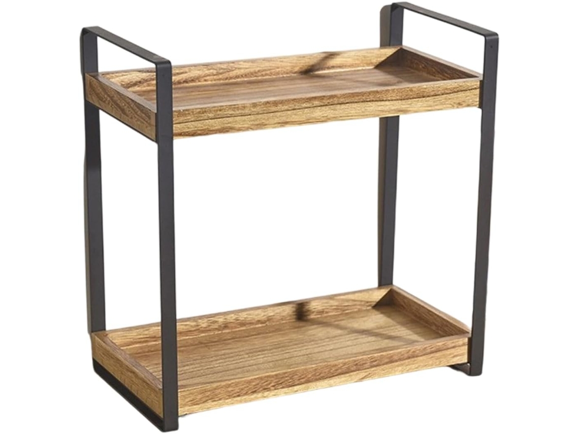 Prateleira De Madeira Resistente Com Grande Capacidade Armazenamento, Ideal Para Cozinha E Banheiro, Com Montagem Fácil