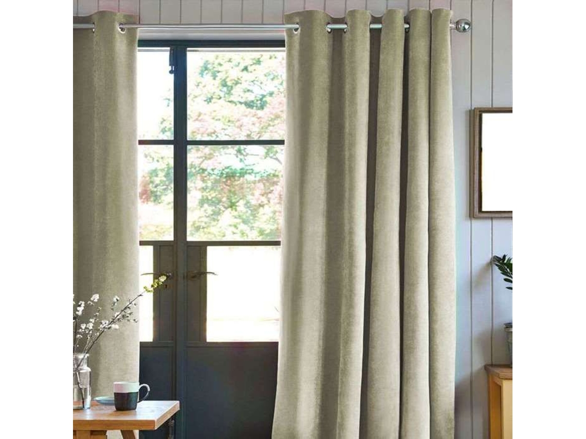Cortina Toque Veludo Bege Claro 140x250