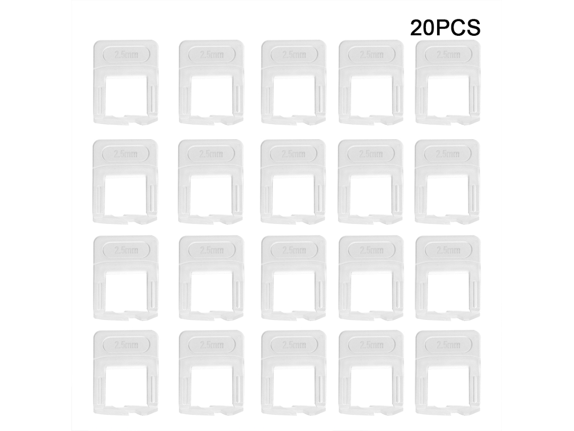 Conjunto de 20 peças de clipes niveladores de 2,5 mm, espaçadores de base, sistema de nivelamento para azulejos e paredes.