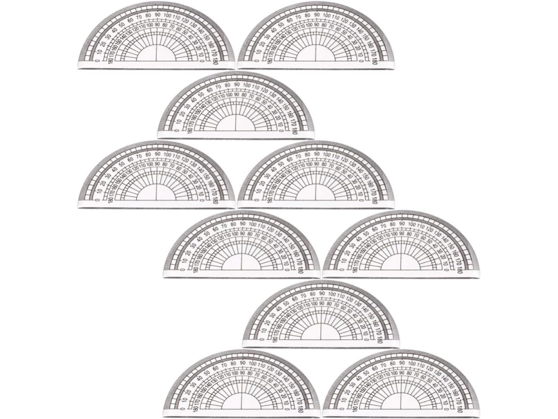 Conjunto De 10 Transferidores Plástico Transparente Para Medir Ângulos, Ferramenta De Desenho Para Estudantes, Escola E