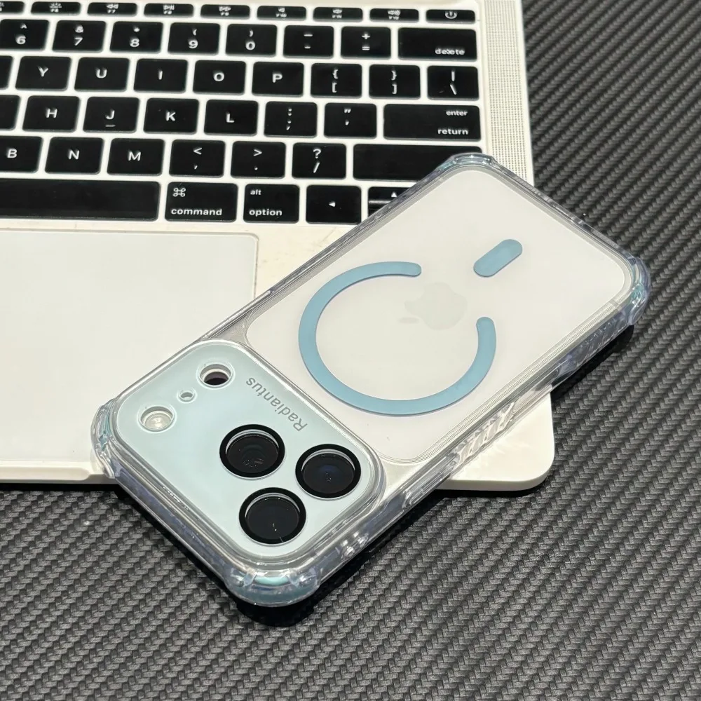 Capa Protetora Com Airbag (azul Celeste Para Iphone 15 Pro) Com Interface Magsafe E Protetor De Lente.