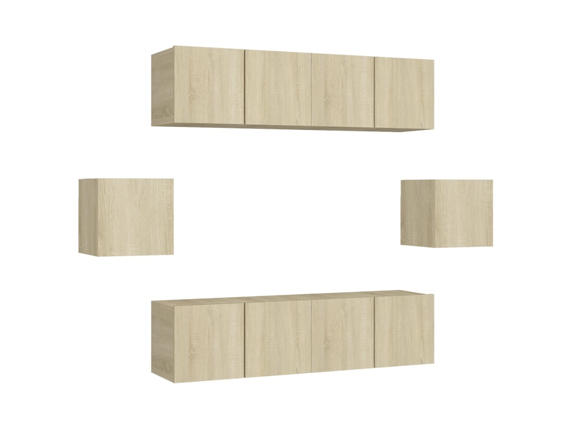 Tv Cabinet Set, Tv Cabinet Sets Vidaxl Marrom Madeira Processada (n/a)