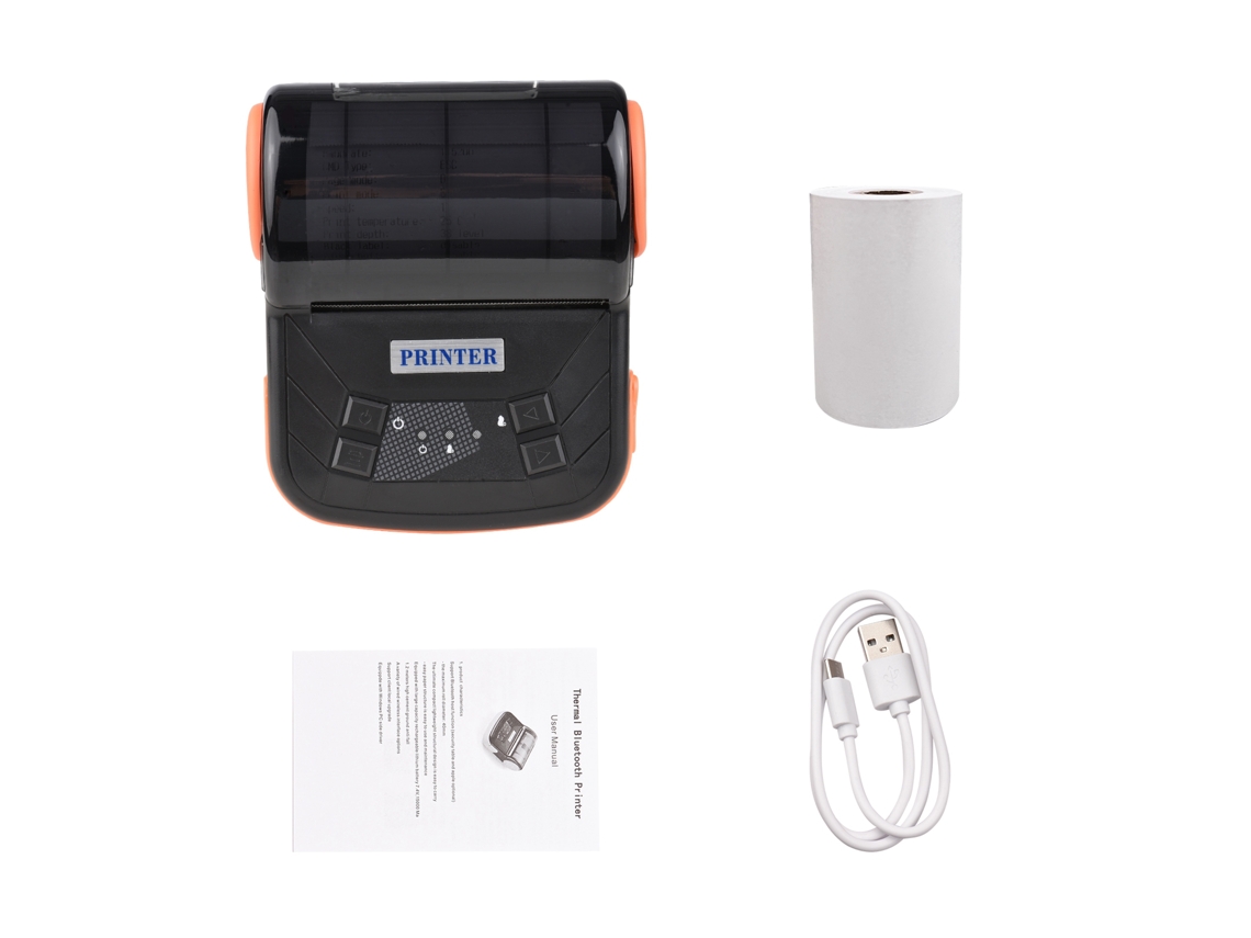 Impressora térmica portátil 80mm sem fio bt mpt 3 para android pos restaurante loja retail laranja
