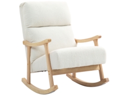 Poltrona Baloiço Moderna Creme 65x90x98 Cm (borrego, Faia)