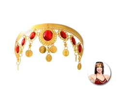 Tiara árabe com pedras vermelhas