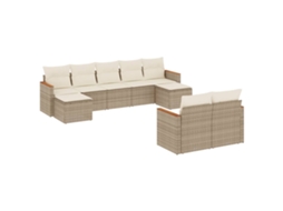 Conjunto de 9 Sofás para Jardim com Almofadões Vime Pe Bege MAISON EXCLUSIVE (90x200 cm)