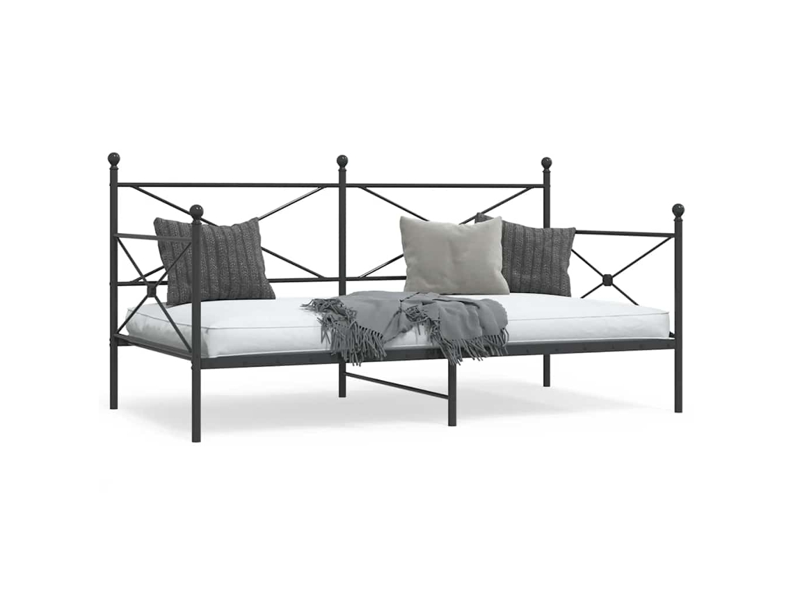 Vidaxl Cama De Dia Sem Colchão 100x190 Cm Aço Preto