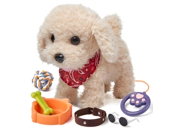 Primerox brinquedo Cachorro Pelúcia Interativo com 7 Peças Andar Latir Abanar Cauda para Crianças 3+