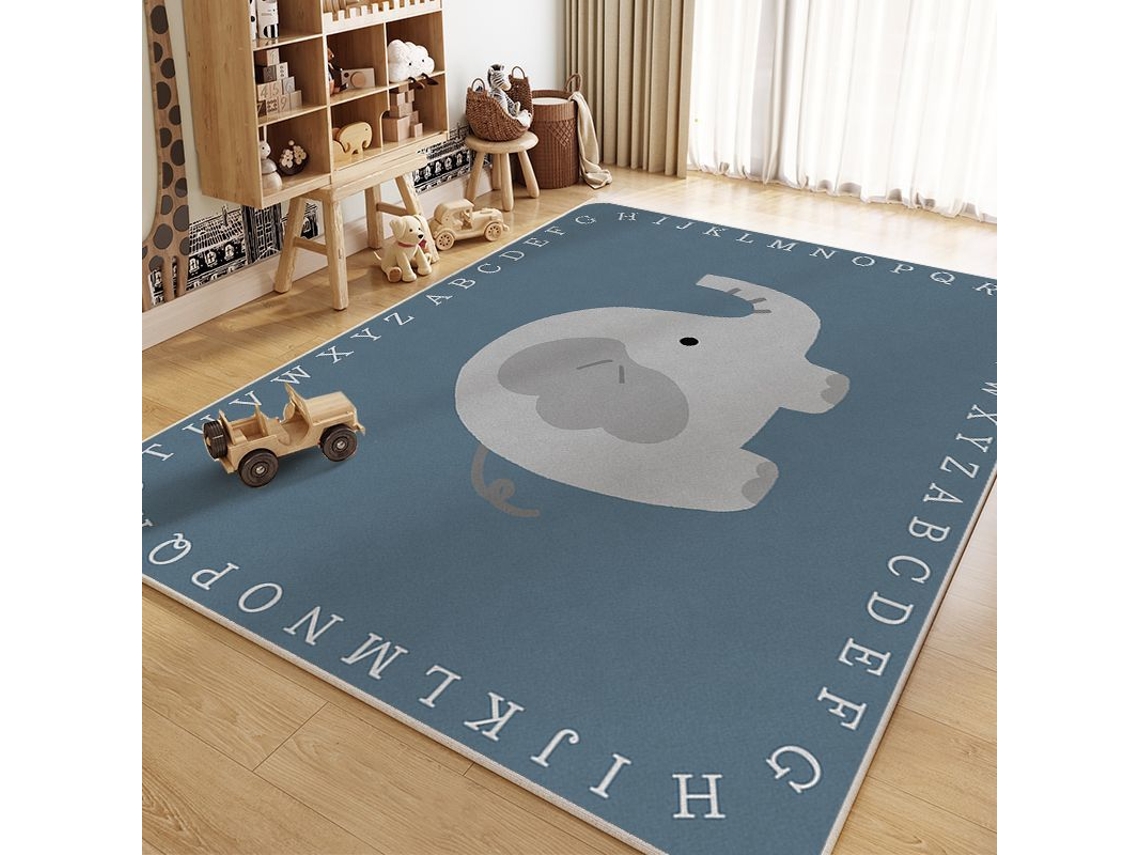 Tapete de Atividades com Alfabeto Animal, Tapete de Engatinhar para Crianças, Tapete Educativo Antiderrapante,elefante/80x120cm GERTIZ