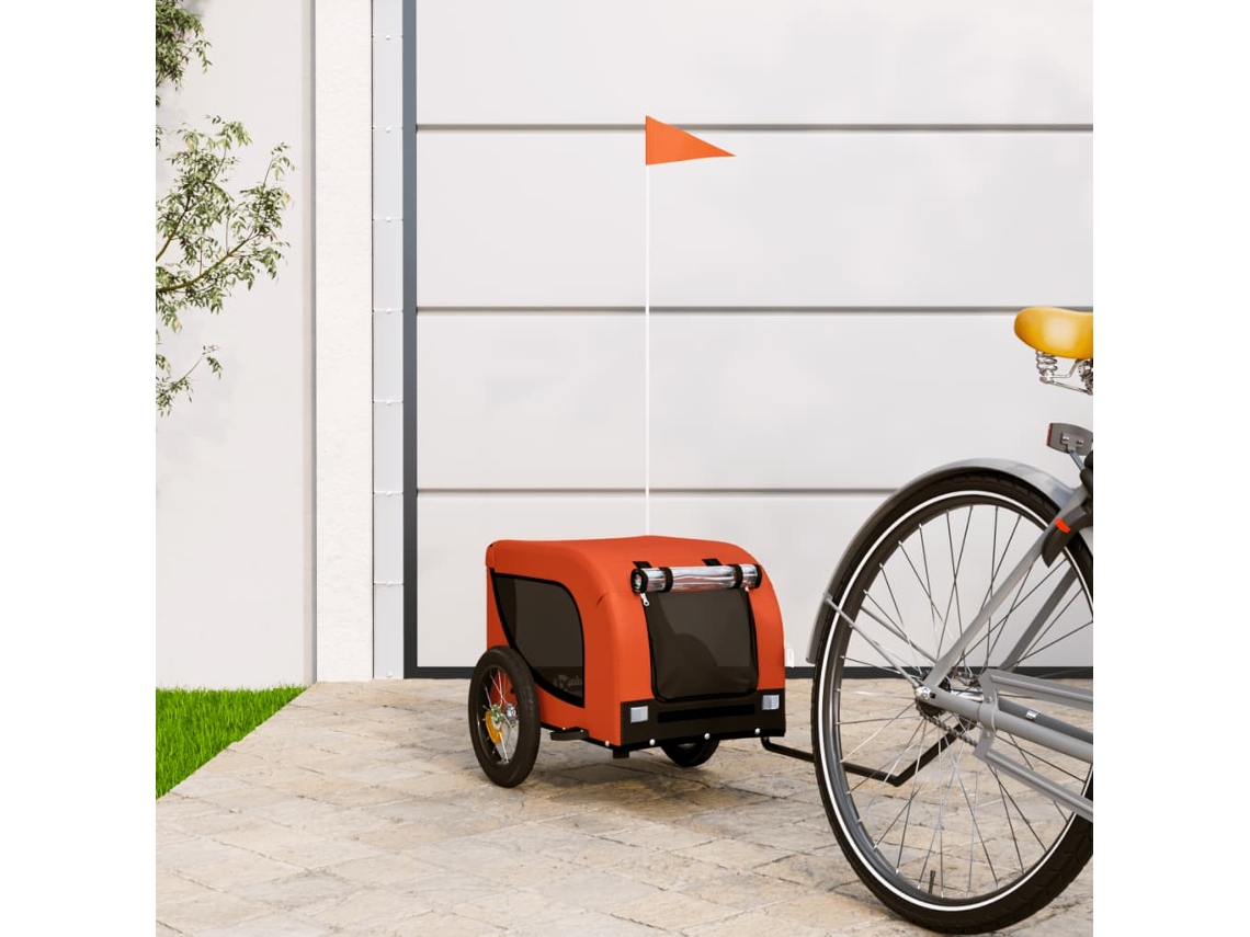 Vidaxl Reboque Bicicleta P/ Animais Tecido Oxford/ferro Laranja/preto